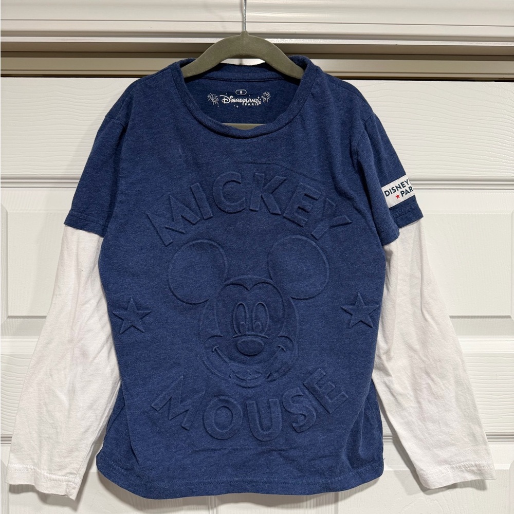 Vintage Disneyland Paris Mickey Mouse Navy and White Long Sleeve Tee